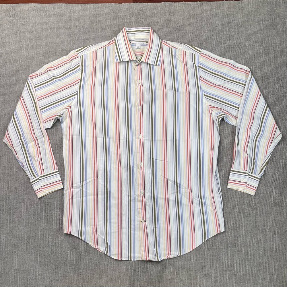 Vtg Banana Republic Men's Multi-Colored Striped Long Sleeve Dress Shirt 15 151/2